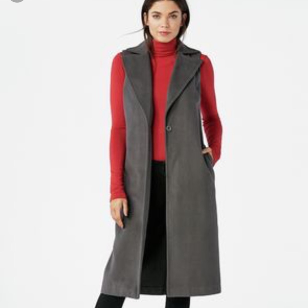 Gray faux wool duster vest